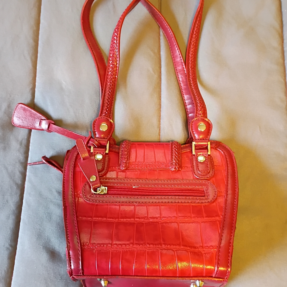 Chic Red Crocodile Pattern Mini Bag - image 2